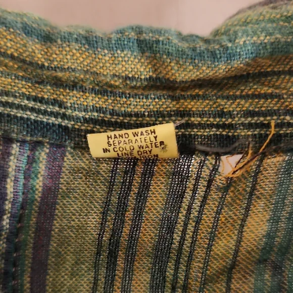 Handmade In NEPAL Boho Colorful Patchwork Long Sleeve Shirt - Picture 2 of 2